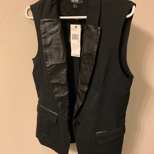 DKNY Suit Vest /Leather Accents Sz Small